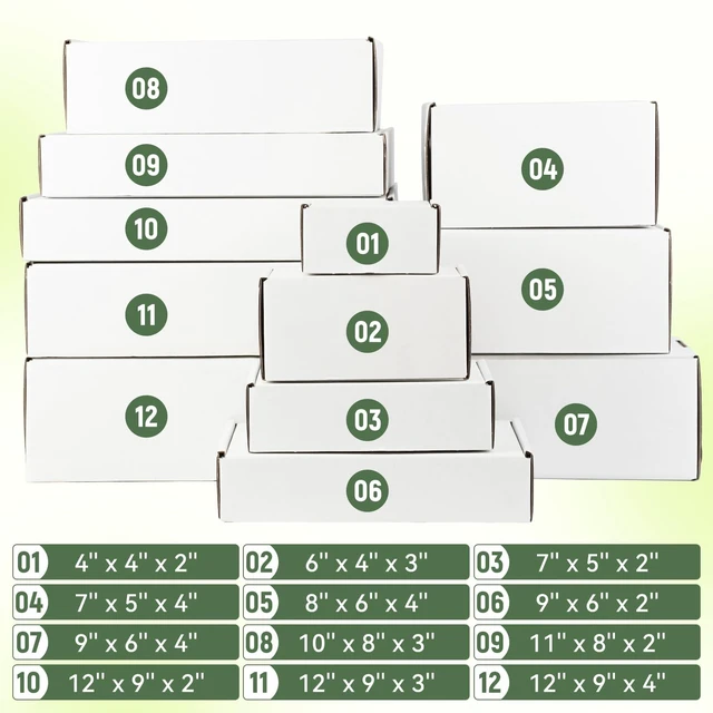 Alt view image 2 of 7 - 7"x5"x4" Shipping Boxes Set of 2, White Corrugated Cardboard Box Literature Mailer