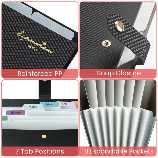 Alt view image 3 of 7 - Sooez Accordion File Organizer 8 Pocket, Expanding File Folder with Labels