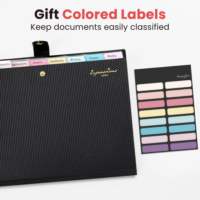Alt view image 5 of 7 - Sooez Accordion File Organizer 8 Pocket, Expanding File Folder with Labels