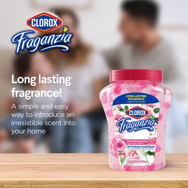 Alt view image 3 of 6 - Clorox Fraganzia Crystal Beads Air Freshener, Sweet Rosewater, 12 Fl Oz