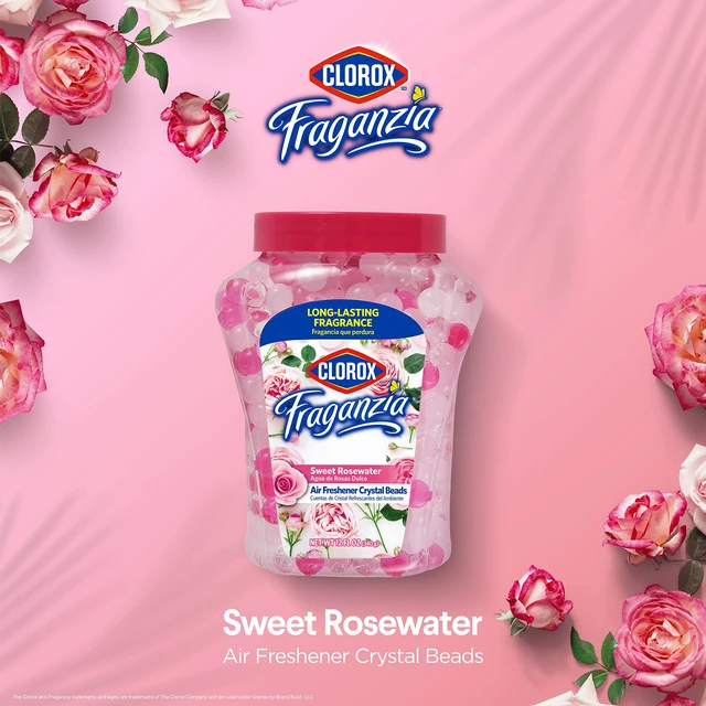 Alt view image 6 of 6 - Clorox Fraganzia Crystal Beads Air Freshener, Sweet Rosewater, 12 Fl Oz