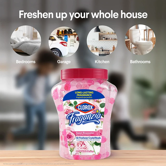 Alt view image 2 of 6 - Clorox Fraganzia Crystal Beads Air Freshener, Sweet Rosewater, 12 Fl Oz