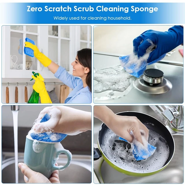 Alt view image 3 of 7 - 8PCS Blue Dish Washing Kitchen Sponge, Compressed Pack, Save Space
