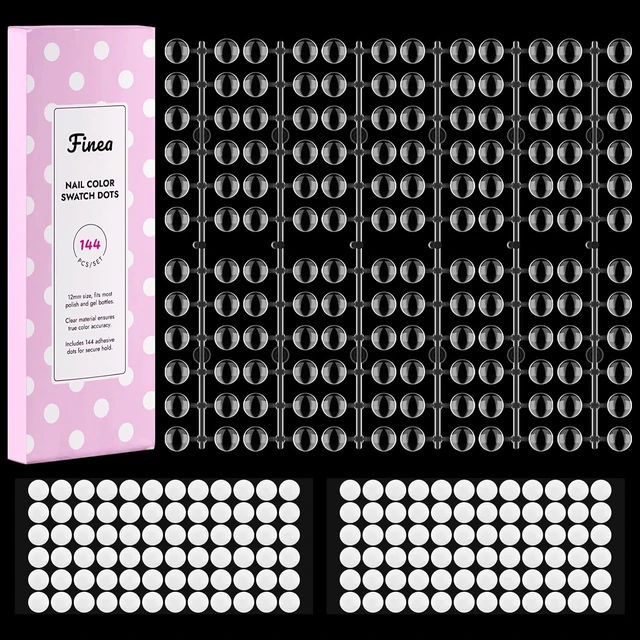 Main image of Finea 144pcs Gel Nail Polish Color Display Swatch Dots Clear with Stickers