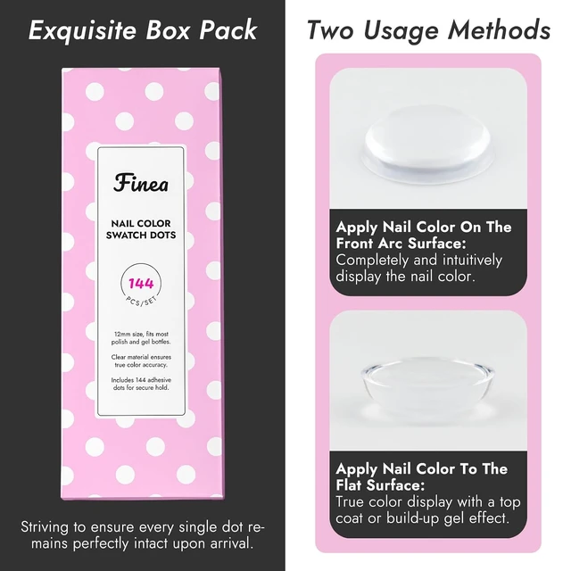 Alt view image 6 of 6 - Finea 144pcs Gel Nail Polish Color Display Swatch Dots Clear with Stickers