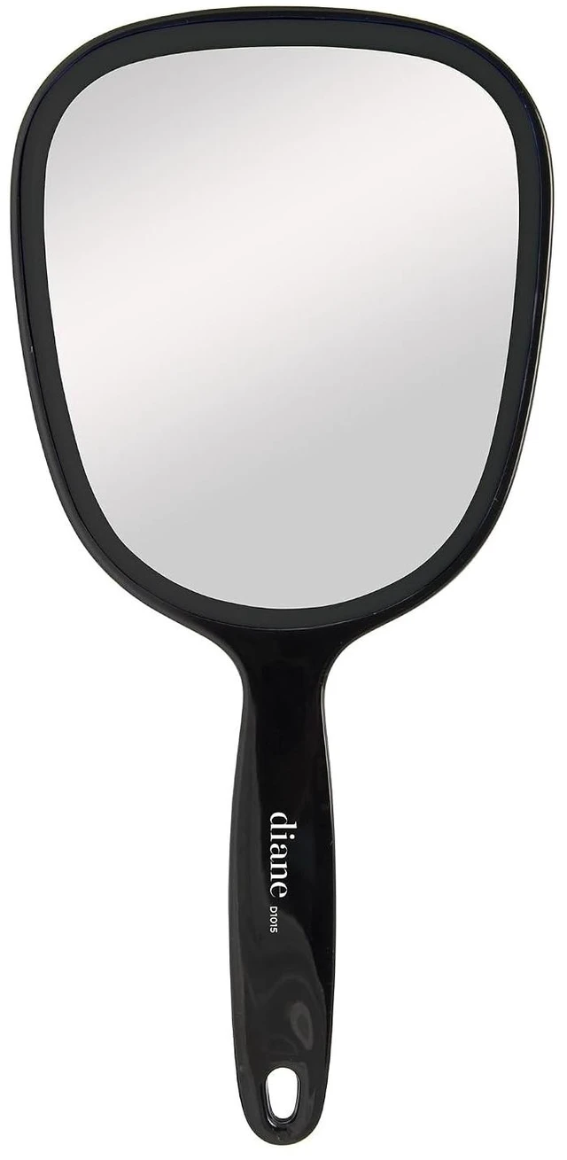 Main image of Diane Handheld Mirror with Handle, 1X Magnification, Black, 5" x 11"
