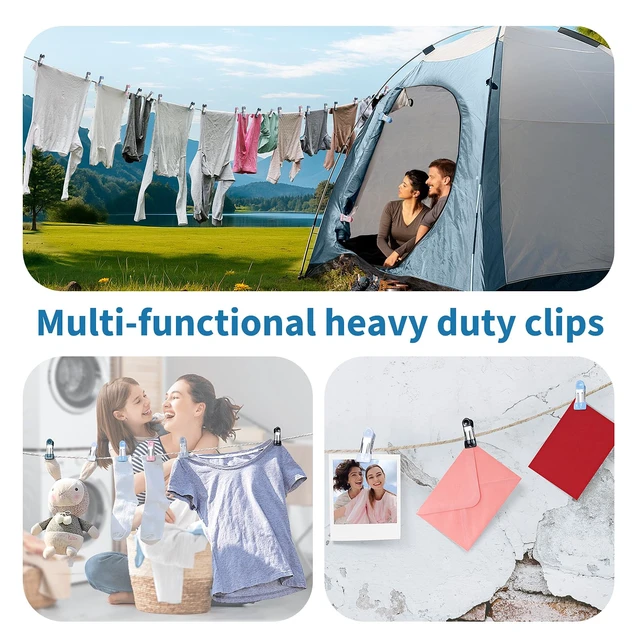 Alt view image 7 of 7 - Clothes Pins Heavy Duty Out Door 30 Pack,Chip Clips 2.17 Inch, Bag Clips, Clothespins,Chip Clips Bag Clips Food Clips for Laundry, Bag Clips for Food Clips for Hanging Stainless Steel(Colored)