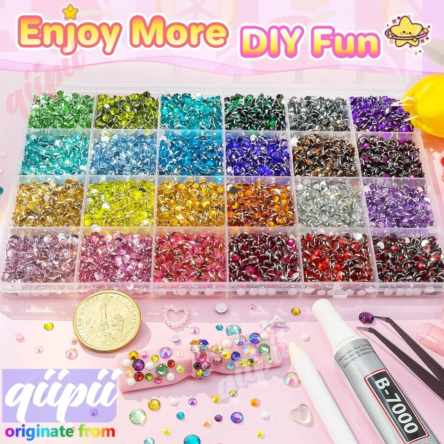 Alt view image 7 of 7 - qiipii 24 Color 7200pcs 4mm Crystal Resin Rhinestones for Bedazzling Crafting SS16 Flatback Stones Colorful AB Gems Diamonds for Nails Eyes Face Makeup Tumblers Bottles DIY Crafts Clothes Shoes Phones