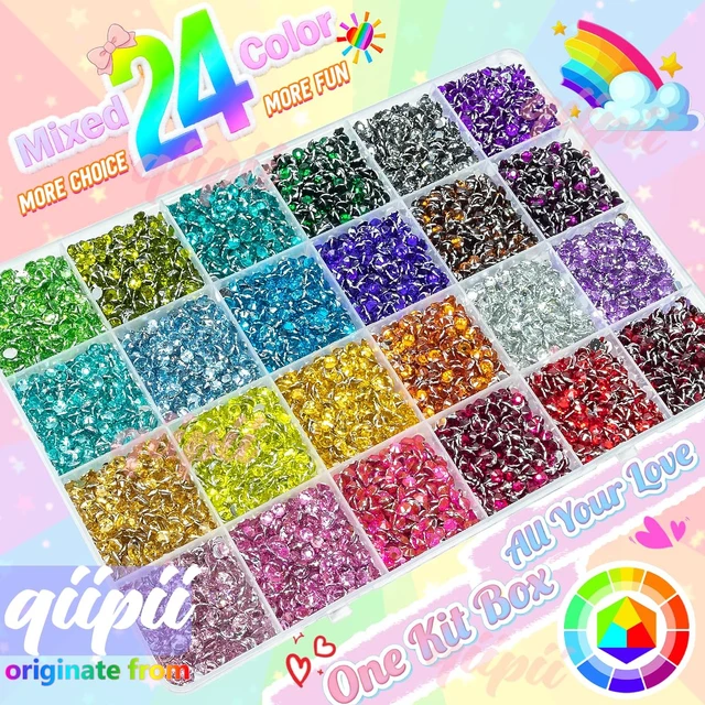Alt view image 2 of 7 - qiipii 24 Color 7200pcs 4mm Crystal Resin Rhinestones for Bedazzling Crafting SS16 Flatback Stones Colorful AB Gems Diamonds for Nails Eyes Face Makeup Tumblers Bottles DIY Crafts Clothes Shoes Phones