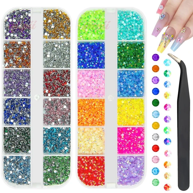 Main image of qiipii 24 Color 2mm Small Resin Rhinestones for Bedazzling Crafting SS6 Tiny Flatback Stones Colorful AB Jelly Craystal Gems Diamonds Charms for Nails Eyes Face Makeup Tumblers Bottles Crafts Shoes