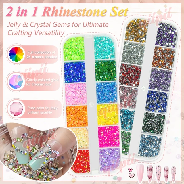 Alt view image 4 of 7 - qiipii 24 Color 2mm Small Resin Rhinestones for Bedazzling Crafting SS6 Tiny Flatback Stones Colorful AB Jelly Craystal Gems Diamonds Charms for Nails Eyes Face Makeup Tumblers Bottles Crafts Shoes