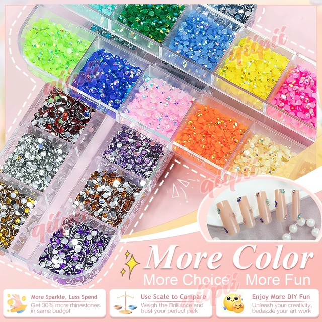 Alt view image 5 of 7 - qiipii 24 Color 2mm Small Resin Rhinestones for Bedazzling Crafting SS6 Tiny Flatback Stones Colorful AB Jelly Craystal Gems Diamonds Charms for Nails Eyes Face Makeup Tumblers Bottles Crafts Shoes