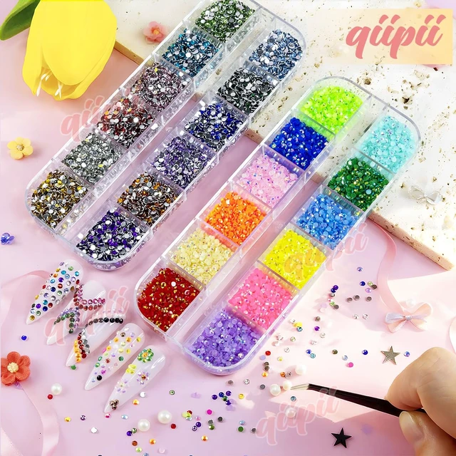 Alt view image 3 of 7 - qiipii 24 Color 2mm Small Resin Rhinestones for Bedazzling Crafting SS6 Tiny Flatback Stones Colorful AB Jelly Craystal Gems Diamonds Charms for Nails Eyes Face Makeup Tumblers Bottles Crafts Shoes