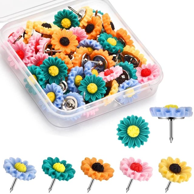 Main image of 40Pcs Push Pins, Thumb Tacks for Bulletin Board, Flower Decorative Pins and Tacks, Cork Board Thumbtacks, Cute Thumbtack for Office Decorative