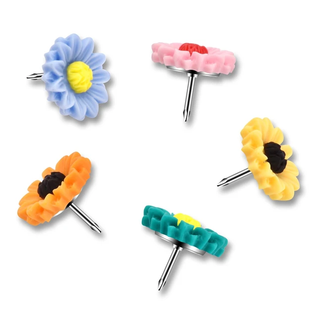 Alt view image 4 of 7 - 40Pcs Push Pins, Thumb Tacks for Bulletin Board, Flower Decorative Pins and Tacks, Cork Board Thumbtacks, Cute Thumbtack for Office Decorative