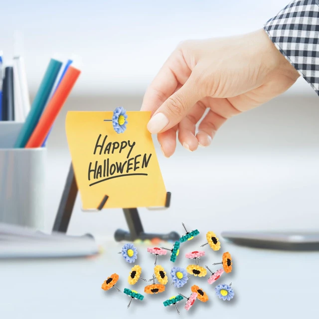 Alt view image 2 of 7 - 40Pcs Push Pins, Thumb Tacks for Bulletin Board, Flower Decorative Pins and Tacks, Cork Board Thumbtacks, Cute Thumbtack for Office Decorative