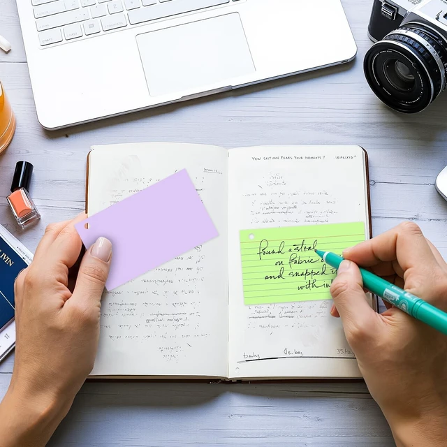 Alt view image 3 of 7 - 250 Count Index Cards 3x5 Inch with Key Ring, 180gsm Heavy Weight Colored Flash Cards 5 Color Assortment (50 Sheets Each) Note Taking for Students, Study Note Cards for Office School Supplies