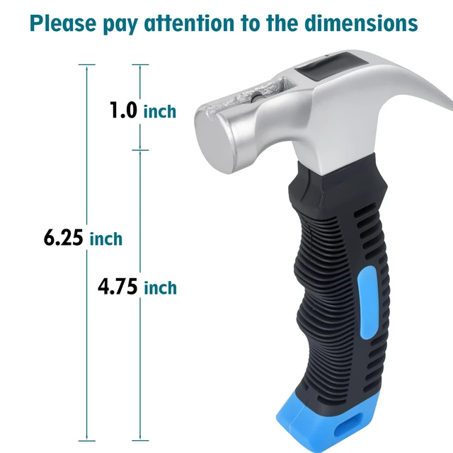 Alt view image 7 of 7 - Small Claw Hammer - Mini Hammer for Women&Kids, Camping Hammer, Stubby Tack Hammer, Nail Hammer with Magnetic (Blue)