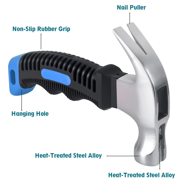 Alt view image 2 of 7 - Small Claw Hammer - Mini Hammer for Women&Kids, Camping Hammer, Stubby Tack Hammer, Nail Hammer with Magnetic (Blue)