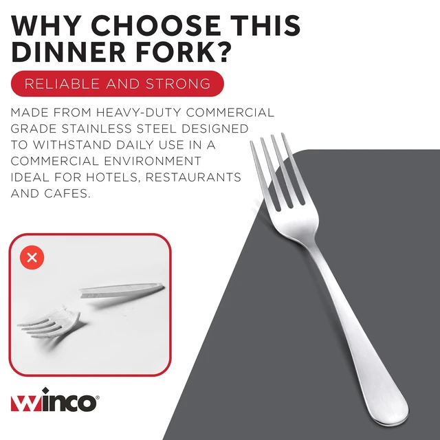 Alt view image 4 of 6 - Winco 12-Piece Windsor Dinner Fork Set, 18-0 Stainless Steel,Silver
