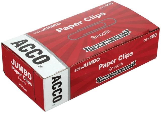 Alt view image 3 of 5 - ACCO Paper Clips, Jumbo, Smooth, 100 Clips/Box, 1 Box (72580)