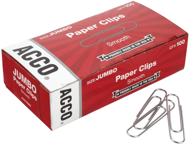 Alt view image 4 of 5 - ACCO Paper Clips, Jumbo, Smooth, 100 Clips/Box, 1 Box (72580)