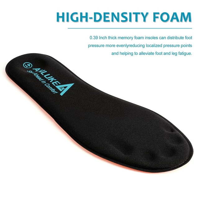 Alt view image 6 of 6 - Memory Foam Insoles for Men & Women - Replacement Cushion Shoe Inserts for Work Boots, Running Shoes, Hiking, Sneakers & Loafers - Shock Absorbing Support for Foot Pain Relief & All-Day Comfort Black