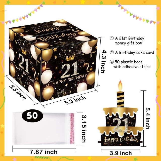Alt view image 2 of 5 - 21st Birthday Money Box for Cash Gift, Surprise Pull Out Money Gift Box with 50Pcs Transparent Bags - Fun Ways to Give Cash as A 21st Birthday Gift for Girls Boys