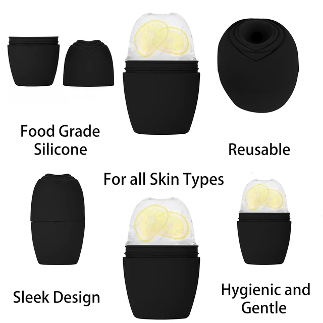 Alt view image 6 of 6 - Evmliy Silicone Ice Roller Facial Massager - Brighten Skin, Reduce Puffiness, Reusable Ice Roller for Face & Eyes, Freezer (1Pack, Black)