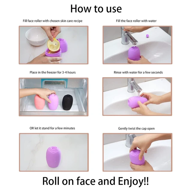 Alt view image 2 of 6 - Evmliy Silicone Ice Roller Facial Massager - Brighten Skin, Reduce Puffiness, Reusable Ice Roller for Face & Eyes, Freezer (1Pack, Black)