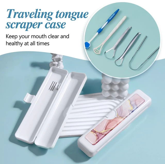 Alt view image 2 of 7 - Toothbrush Travel Case - Colorful Pattern, Holder and Covers for Toothbrushes, Includes Tongue Scraper Case