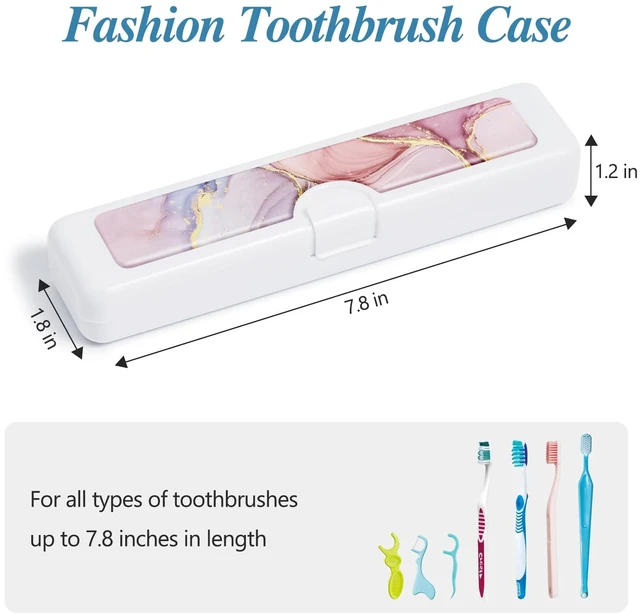 Alt view image 6 of 7 - Toothbrush Travel Case - Colorful Pattern, Holder and Covers for Toothbrushes, Includes Tongue Scraper Case