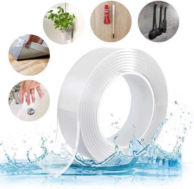 Alt view image 2 of 7 - Double Sided Tape Heavy Duty, Nano Double Sided Sticky Adhesive Tape, Clear Mounting Tape Picture Hanging Strips, Removable Wall Tape