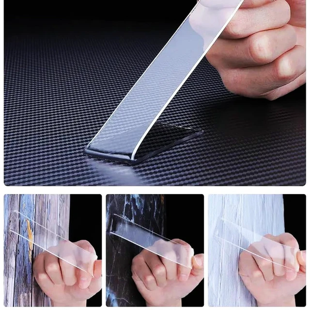 Alt view image 4 of 7 - Double Sided Tape Heavy Duty, Nano Double Sided Sticky Adhesive Tape, Clear Mounting Tape Picture Hanging Strips, Removable Wall Tape