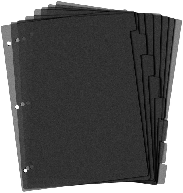 Main image of Black Binder Dividers, 8-Tab Sturdy Plastic Dividers, Binder Dividers with Tabs, Black 3-Ring Binder Plastic Divider Set, Aesthetic Dividers for Binder, Suitable for Notebooks and Binders(Black)