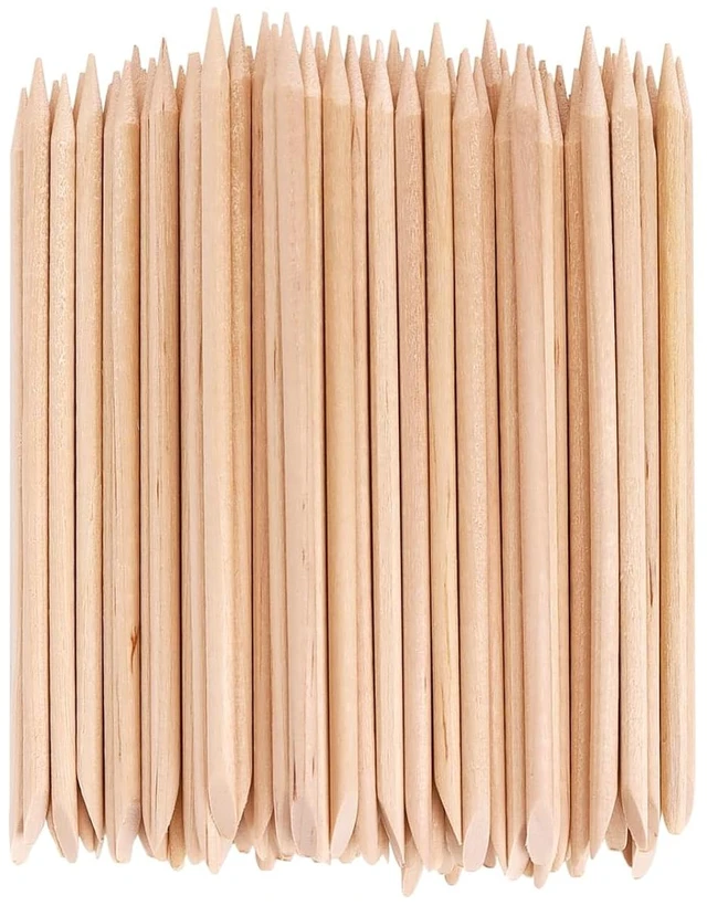 Main image of 100PCS Orange Wood Nail Sticks, 4.5 Inch Wooden Cuticle Pusher and Remover Set, Dual-Headed Manicure Tools for Home and Salon