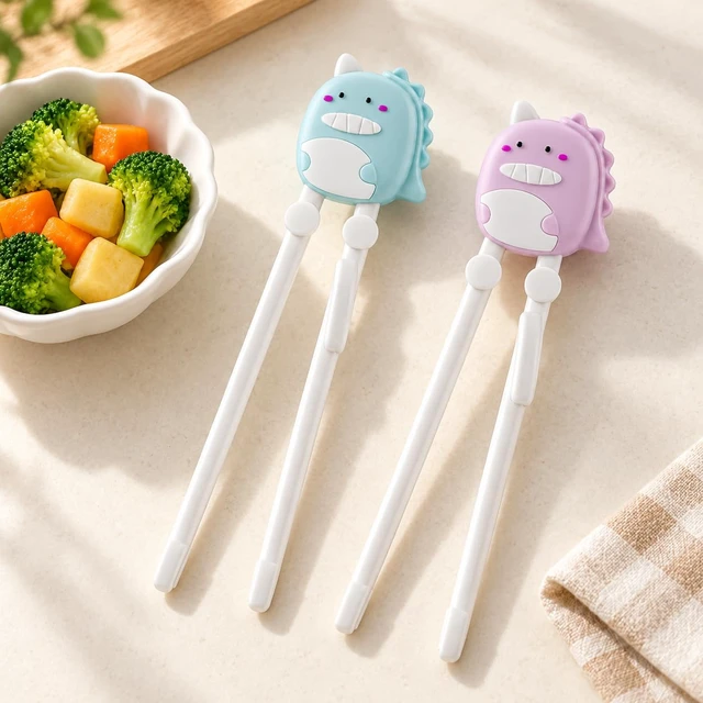 Alt view image 5 of 6 - PandaEar 2 Pairs Kid Chopsticks, Dinosaur Children Learning Practice Chopsticks for Beginners Toddler