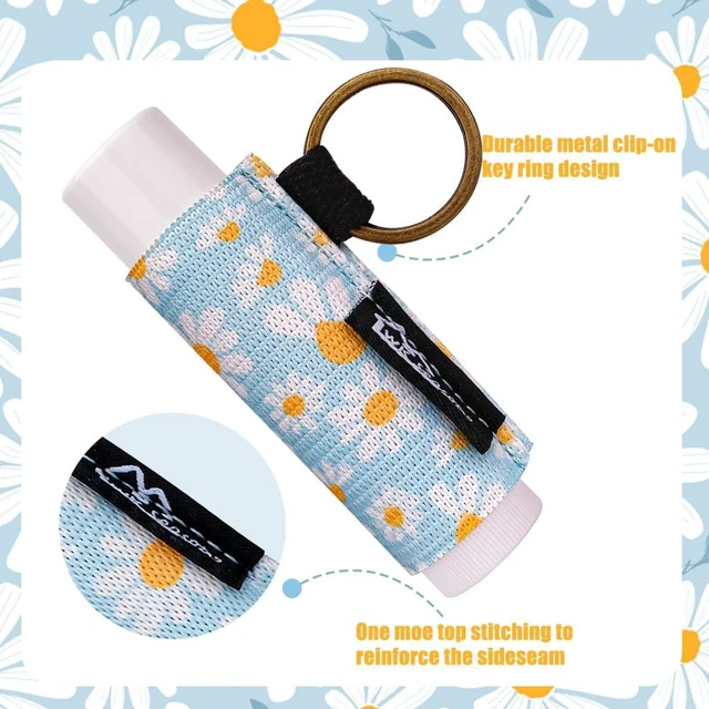Alt view image 5 of 6 - WK IEASON 8PCS Lip Balm & Gloss Keychain Holder - Elastic Sleeve for Fat & Slim Lip Balms & Gloss (8pcs Floral C)