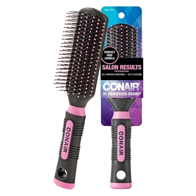 Main image of Conair Salon Results Hairbrush - Hair brush for Men and Women - Detangling - suitable for all hair types -features Nylon Bristles - Pink/Black
