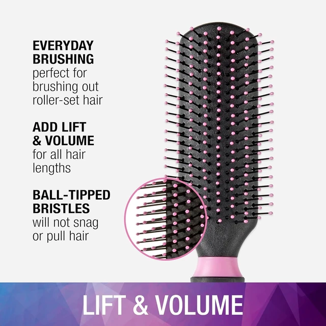 Alt view image 3 of 5 - Conair Salon Results Hairbrush - Hair brush for Men and Women - Detangling - suitable for all hair types -features Nylon Bristles - Pink/Black