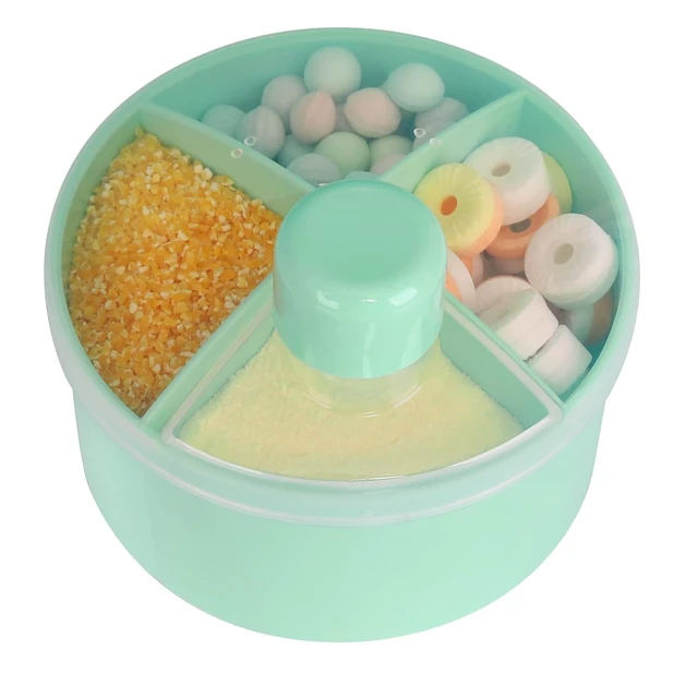 Alt view image 3 of 7 - Accmor Formula Dispenser On The Go, Non-Spill Rotating Four-Compartment Formula Container to Go, Milk Powder Snack Storage Container for Infant Toddler Travel Outdoor, Green