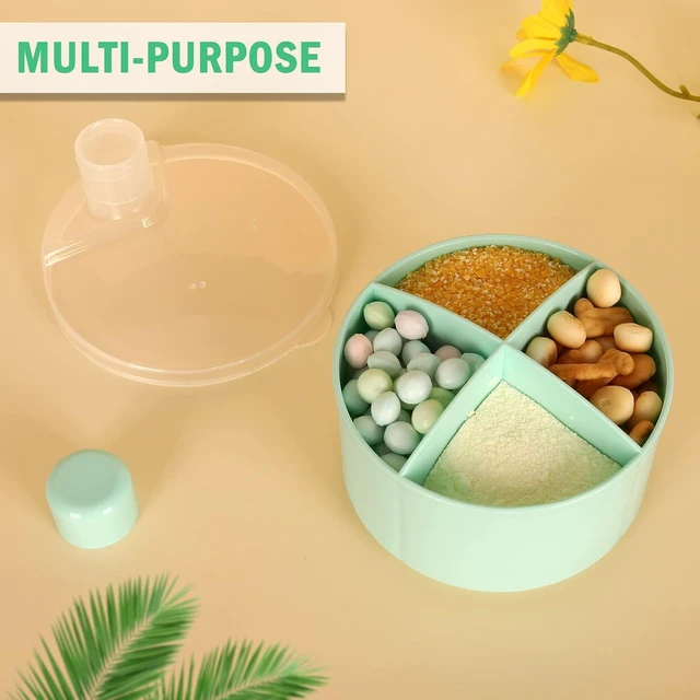 Alt view image 7 of 7 - Accmor Formula Dispenser On The Go, Non-Spill Rotating Four-Compartment Formula Container to Go, Milk Powder Snack Storage Container for Infant Toddler Travel Outdoor, Green