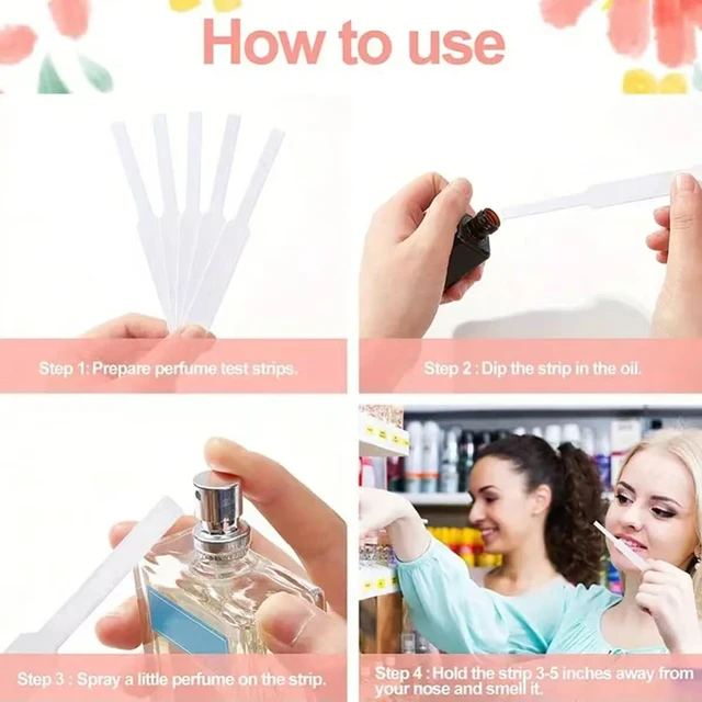 Alt view image 5 of 6 - 200 PCS Perfume Test Strips Disposable White Perfume Tester Strips Essential Oils Test Card Blotter Paper for Perfume Fragrances Scents Testing