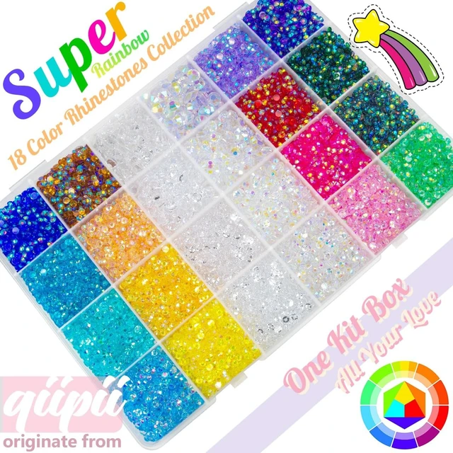 Alt view image 5 of 7 - qiipii 24000Pcs 18 Color 3mm Transparent AB Resin Rhinestones w B7000 Glue for Bedazzling Crafting Flatback Colorful Stones Crystals Gems Diamonds Charms for Nails Face Makeup Tumblers Bottles Crafts