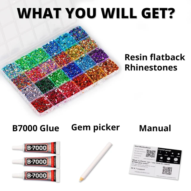 Alt view image 3 of 7 - 35000Pcs 3mm Resin Flatback Rhinestone Kit, 24 Colors