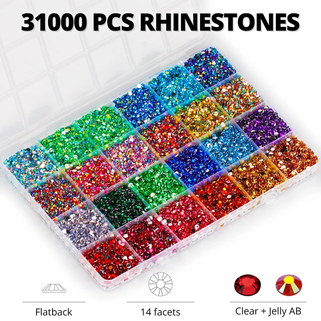 Alt view image 2 of 7 - 35000Pcs 3mm Resin Flatback Rhinestone Kit, 24 Colors