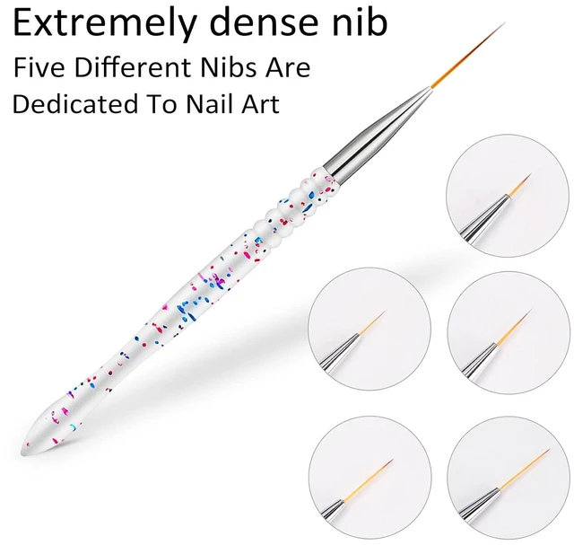 Alt view image 6 of 7 - Etercycle 5Pcs Nail Art Liner Brushes, Nail Gel Polish Painting Brush Set