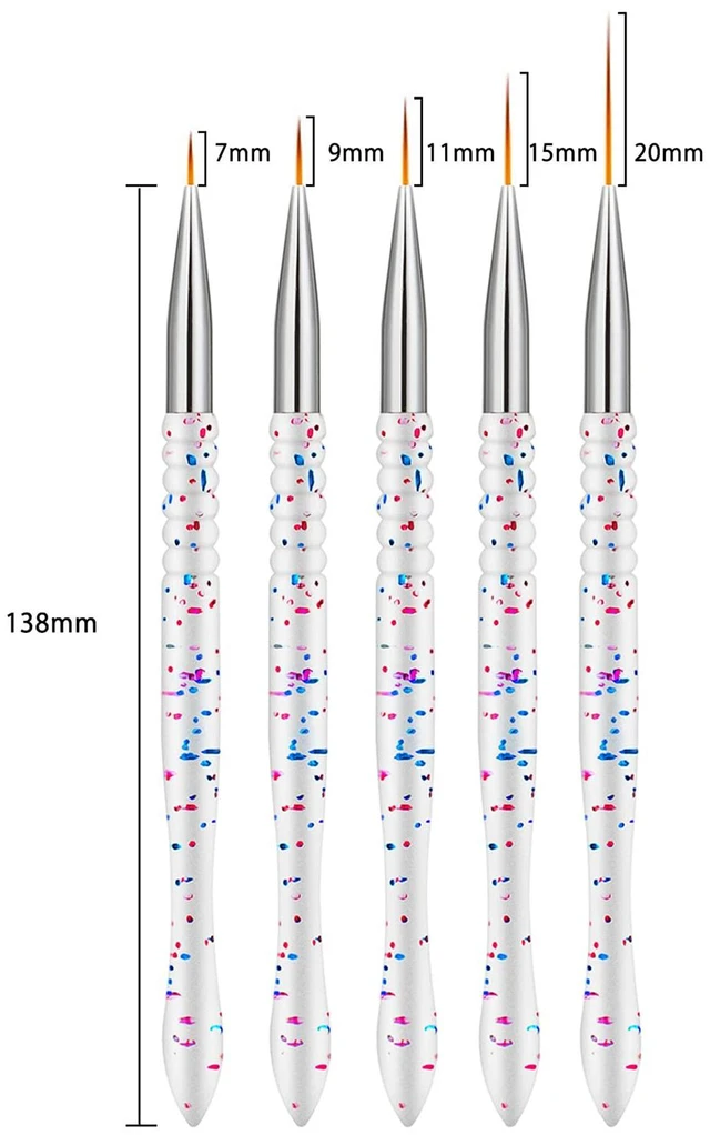 Alt view image 5 of 7 - Etercycle 5Pcs Nail Art Liner Brushes, Nail Gel Polish Painting Brush Set