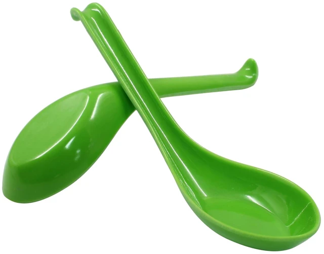 Main image of Asian Soup Spoons, 2PCS, Green Melamine
