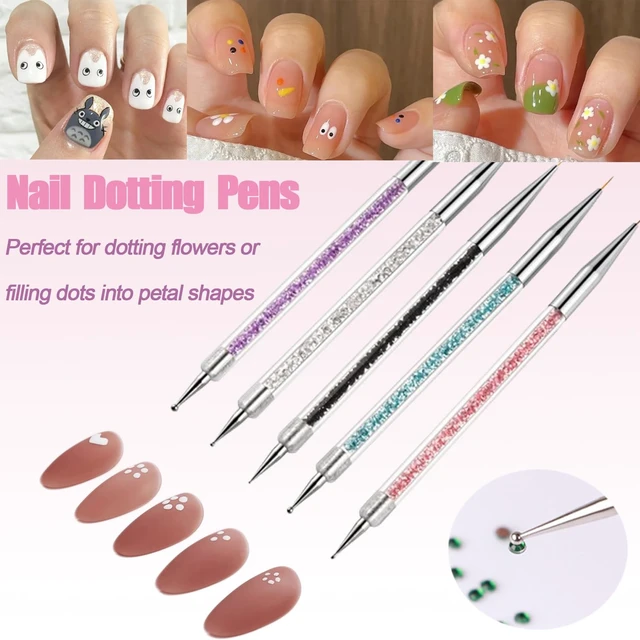 Alt view image 5 of 6 - AIBEE Nail Art Brushes, 5pcs Double-Ended Acrylic Nail Brush Set with 5/7/10/12/15mm Nail Liner Brushes and Dotting Pens for French Nails